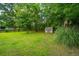 Large grassy backyard with a convenient storage shed and plentiful greenery, blending functionality with natural charm at 2003 Savage Rd, Charleston, SC 29407