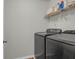 Modern laundry room equipped with a black washer and dryer, perfect for efficient laundry care at 281 Decatur Dr, Summerville, SC 29486