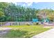 Outdoor playground offering various recreational equipment surrounded by lush greenery and tall trees at 281 Decatur Dr, Summerville, SC 29486