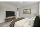 Well-decorated bedroom features a television and a queen bed with decorative pillows at 3029 Robeson Trce, Johns Island, SC 29455