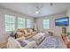 Inviting living room featuring comfortable seating, a ceiling fan, and a wall-mounted TV at 337 Price St, Goose Creek, SC 29445