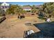 Spacious backyard with picnic table, tall palm trees, and wooden fence, perfect for outdoor living at 405 Palmetto Blvd, Edisto Island, SC 29438