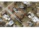 This aerial view showcases a property with clearly marked boundary lines in a residential neighborhood at 647 Ellis St, Mount Pleasant, SC 29464