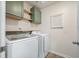 Well-lit laundry room equipped with a modern washer and dryer, plus convenient shelving and storage at 716 Mcroy St, Moncks Corner, SC 29461