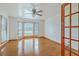 Cozy bedroom with wood floors, a ceiling fan, and a bay window offering lots of natural light at 1023 Striper Ave, Moncks Corner, SC 29461