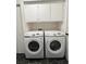 Functional laundry room with modern washer and dryer units, and built-in cabinets for organized storage at 1039 Grand Concourse St, Charleston, SC 29412