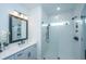 Beautiful bathroom featuring modern fixtures and glass-enclosed shower with white subway tile at 111 Augusta Pass Dr, Ridgeville, SC 29472
