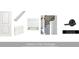 Interior trim package featuring a two-panel door, baseboard, casing, window, staircase, and Latitude Matte Black door knobs at 111 Augusta Pass Dr, Ridgeville, SC 29472