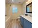 Bathroom featuring a vanity with sink, toilet, and a shower/tub combination at 113 Rockdale Ln, Goose Creek, SC 29445