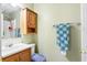 Bathroom with a sink, wood cabinet, toilet, and shower/tub combo at 113 Surrey Dr, Summerville, SC 29486