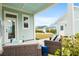 Covered back porch with wicker seating, offering a relaxing outdoor space and view of the yard at 115 Winding Branch Dr, Summerville, SC 29486