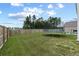 Large, fenced backyard with lush grass and trampoline, perfect for outdoor activities at 123 Lyra Ln, Summerville, SC 29486