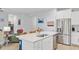 Open concept kitchen with stainless steel appliances, a white quartz island, and modern fixtures at 135 Cypress Preserve Blvd, Moncks Corner, SC 29461