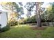 Spacious backyard with well-maintained lawn, mature trees, and a wooden fence for privacy at 1351 Winifred St, Mount Pleasant, SC 29464