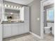 Beautiful bathroom featuring tile floors, granite countertops and a shower at 213 Turtle Point Rd, Summerville, SC 29483