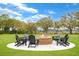 A cozy backyard fire pit with Adirondack chairs, perfect for relaxing and entertaining friends and Gathering at 2621 Anchor Watch Dr, Wadmalaw Island, SC 29487