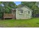 Side view of cottage-style home with wooden deck, green lawn and mature trees at 2702 Decatur St, North Charleston, SC 29405