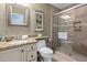 Elegant bathroom featuring a glass enclosed shower, vanity with granite counters, and neutral color palette for a sophisticated feel at 2942 Atrium Villa Dr # 42, Johns Island, SC 29455