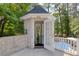 Exterior of a brick cabana featuring an open doorway with views into the structure and white and black trim at 3685 Colonel Vanderhorst Cir, Mount Pleasant, SC 29466