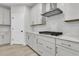 Close up of modern kitchen with white cabinets, stainless steel appliances, and stone countertops at 395 Wappoo Trace Ln, Summerville, SC 29486