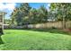 Manicured backyard featuring well-maintained lawn, tall privacy fence, and mature trees at 466 Gianna Ln, Goose Creek, SC 29445
