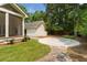 Spacious backyard with detached garage and brick walkway at 499 Lackland Ct, Mount Pleasant, SC 29464