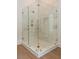 This bathroom features a glass enclosed shower with marble tiling and a gold shower fixtures at 499 Lackland Ct, Mount Pleasant, SC 29464