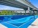 Modern basketball court with blue geometric designs offers a vibrant place for sports and recreation at 828 Bridge Point Cir, Mount Pleasant, SC 29464