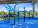 Workout equipment set on a blue surface and artificial turf provides a place to exercise and train at 828 Bridge Point Cir, Mount Pleasant, SC 29464