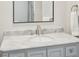 Bathroom vanity with marble countertop, gray cabinetry, and brushed nickel faucet at 1061 Law Ln, Mount Pleasant, SC 29464