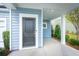 Close-up of the front door and porch, highlighting the home's entryway and covered area at 115 Moscato Ln, Summerville, SC 29485