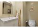 Bathroom with modern sink, wooden ladder, and framed art at 1368 Little David Court Ct, Charleston, SC 29412