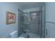 Stylish walk-in shower featuring modern tile and glass enclosure at 1447 Headquarters Plantation Dr, Johns Island, SC 29455