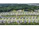Aerial view showing community layout with manicured lawns, homes, and a central amenity area including a pond at 2064 Parish House Cir, Johns Island, SC 29455
