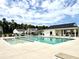 Community pool with lounge seating, palm trees, and a bright blue sky at 209 Parkwood Vista Way, Summerville, SC 29486