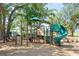 Community playground featuring a slide, climbing structures, and benches under the shade of trees at 2267 Kemmerlin St, Johns Island, SC 29455