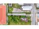 Aerial view of homes with red, white and metal roofs surrounded by green trees and a side street at 29 Hanover St, Charleston, SC 29403