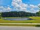 Scenic view of a tranquil pond surrounded by lush greenery at 290 Woodland Oak Way, Summerville, SC 29485