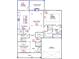 Detailed first floor plan featuring an open living space, kitchen with island, and primary bedroom with bathroom at 3033 Seaton Street, Summerville, SC 29486