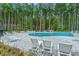 Relaxing community pool with sun loungers amidst a tranquil forest backdrop at 3033 Seaton Street, Summerville, SC 29486