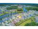 Community aerial view showing beautiful waterway, many single Gathering homes with central pinpoint on property at 366 Tupelo Lake Dr, Summerville, SC 29486