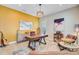 Stylish office featuring wooden desk, leather chairs, unique light fixture, and modern decor at 366 Tupelo Lake Dr, Summerville, SC 29486