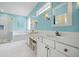 Main bathroom with double sinks, vanity, and glass shower at 727 Sonny Boy Ln, Johns Island, SC 29455