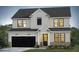 Charming two-story home featuring a stylish facade, black garage door, and well-manicured landscaping at 8621 Connor Ct, North Charleston, SC 29406
