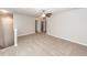 This bonus room is spacious with neutral carpet, a ceiling fan, and lots of natural light at 107 Brookhaven Rd, Summerville, SC 29486