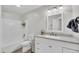 Clean bathroom with a shower-tub combo, modern vanity, and tile flooring at 1309 Llewellyn Rd, Mount Pleasant, SC 29464