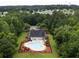 Aerial view of community pool surrounded by lush green trees with plenty of seating at 251 Coosawatchie St, Summerville, SC 29485