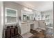 Bathroom with double vanity, large mirror, and separate shower at 2649 Starfish Dr, Johns Island, SC 29455