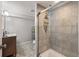 Bathroom featuring a modern shower with glass door, a vanity, and updated fixtures at 2649 Starfish Dr, Johns Island, SC 29455