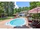 Backyard features a refreshing pool surrounded by ample seating and lush greenery at 2649 Starfish Dr, Johns Island, SC 29455